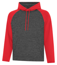 This custom two tone hooded sweatshirt is 100% polyester being super soft, durable and features coloured raglan sleeves for added style.