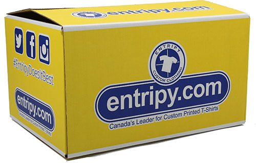 Entripy box with custom clothing orders shipped Canada-wide.