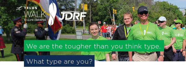 Non-profit organization, JDRF participants fundraising for a walk to cure diabetes with printed t-shirts.
