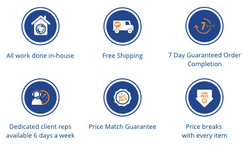 Entripy's custom clothing orders done in-house with price match guarantee, live chat, and guaranteed order in 5 days.