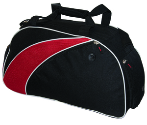 This majestic custom embroidered sports bag is a Polyester and Mesh made with a two webbed carry handles with padded wrap around Velcro® closure.