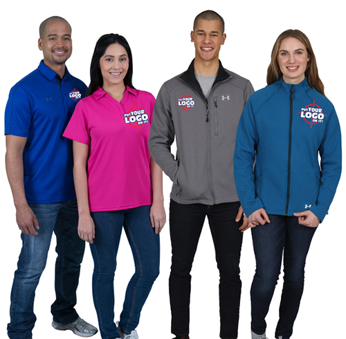 Entripy Under Armour custom apparel displayed for personalizing with logo or design.
