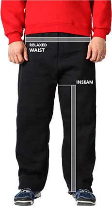 For a comfort fit custom sweatpants are measured by the waist and inseam ranging from small to extra large sizes.
