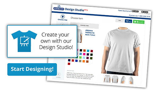 Entripy's design studio layout for customers to upload their design to create custom t-shirts.